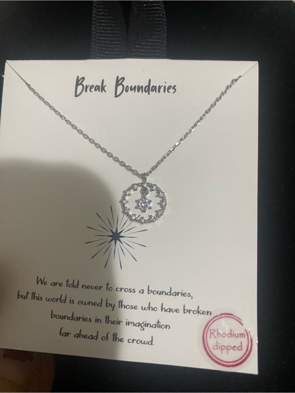 Rhodium-Dipped Silver Starburst Pendant Necklace